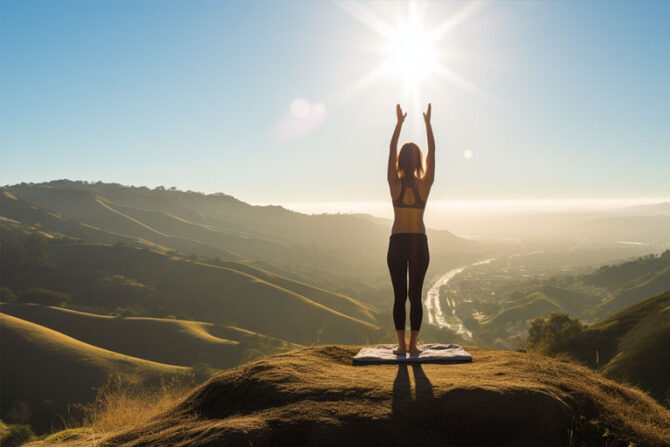 yoga in the fresh air 670x447 - Степ-аэробика под открытым небом: дыхание, здоровье и энергия.